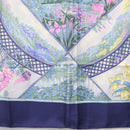 HERMES Carre 90 Scarf ""GIVERNY"" Silk Blue Auth BA5386-9