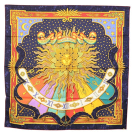 HERMES Carre 90 Scarf ""CARPE DIEM"" Silk Navy Auth BA5387