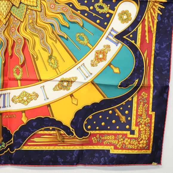 HERMES Carre 90 Scarf ""CARPE DIEM"" Silk Navy Auth BA5387