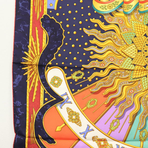 HERMES Carre 90 Scarf ""CARPE DIEM"" Silk Navy Auth BA5387