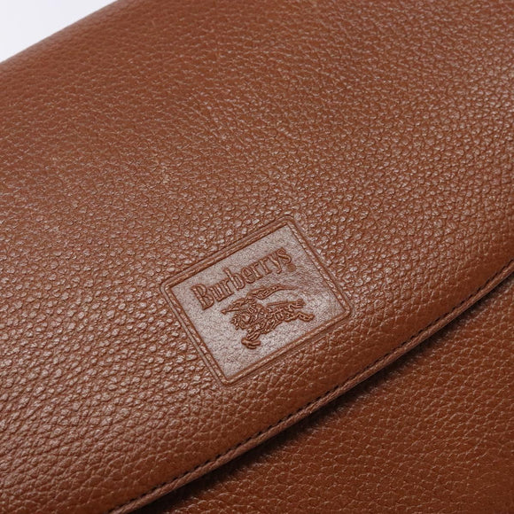Burberrys Shoulder Bag Leather Brown Gold Auth BA5389