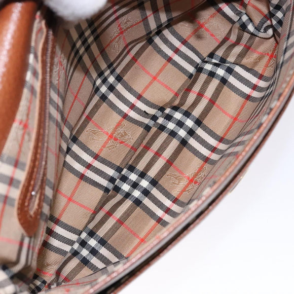 Burberrys Shoulder Bag Leather Brown Gold Auth BA5389