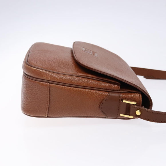 Burberrys Shoulder Bag Leather Brown Gold Auth BA5389