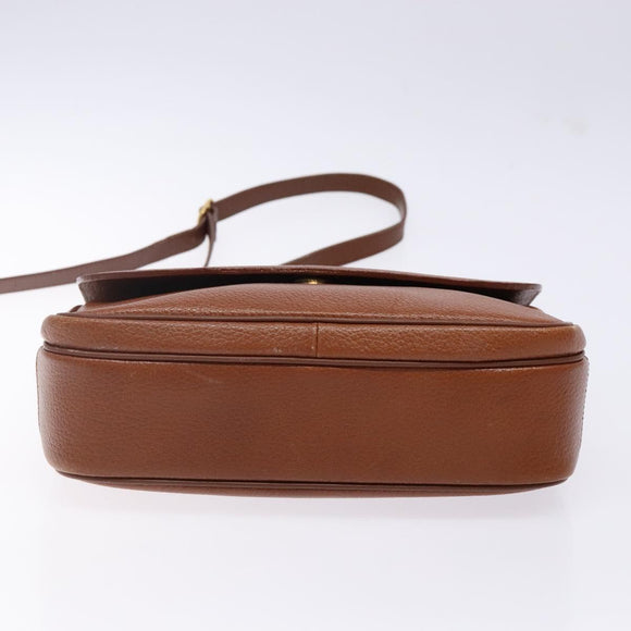 Burberrys Shoulder Bag Leather Brown Gold Auth BA5389