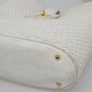 BALLY Quilted Shoulder Bag Leather White Gold Auth BA5391-8