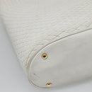 BALLY Quilted Shoulder Bag Leather White Gold Auth BA5391-17