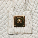 BALLY Quilted Shoulder Bag Leather White Gold Auth BA5391-18