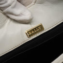 BALLY Quilted Shoulder Bag Leather White Gold Auth BA5391-19