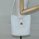 BALLY Quilted Shoulder Bag Leather White Gold Auth BA5391-25