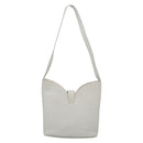 BALLY Quilted Shoulder Bag Leather White Gold Auth BA5391-2