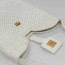 BALLY Quilted Shoulder Bag Leather White Gold Auth BA5391-6