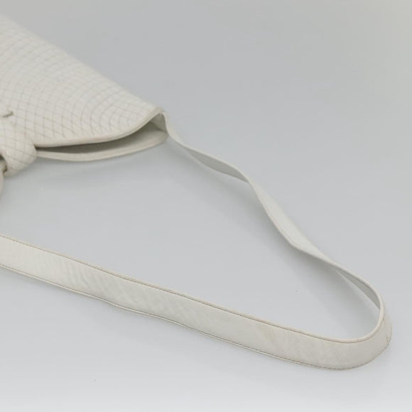 BALLY Quilted Shoulder Bag Leather White Gold Auth BA5391