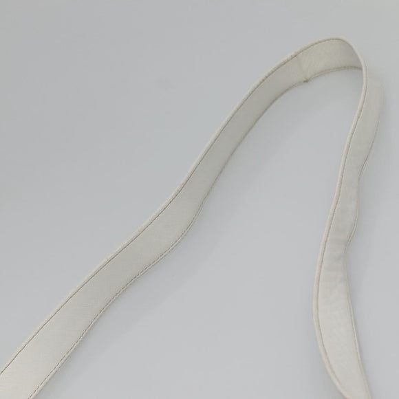 BALLY Quilted Shoulder Bag Leather White Gold Auth BA5391