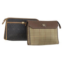 Burberrys Dior Honeycomb Nova Check Bag Canvas 2Set Beige Black Auth BA5392-1