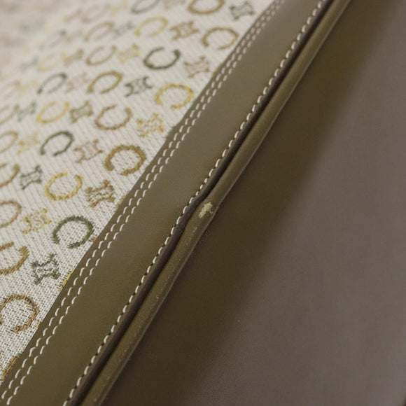 CELINE C Macadam Canvas Tote Bag Khaki Silver Auth BA5408