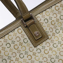 CELINE C Macadam Canvas Tote Bag Khaki Silver Auth BA5408-15