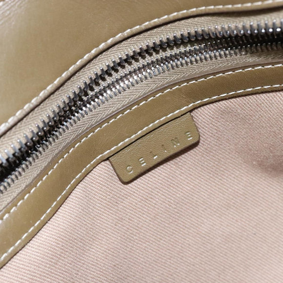 CELINE C Macadam Canvas Tote Bag Khaki Silver Auth BA5408