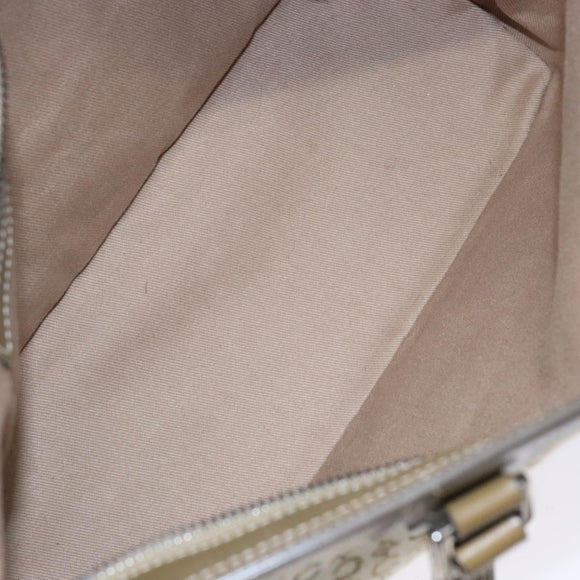 CELINE C Macadam Canvas Tote Bag Khaki Silver Auth BA5408