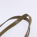 CELINE C Macadam Canvas Tote Bag Khaki Silver Auth BA5408-8