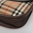 Burberrys Nova Check Shoulder Bag Canvas Beige Gold Auth BA5409-9