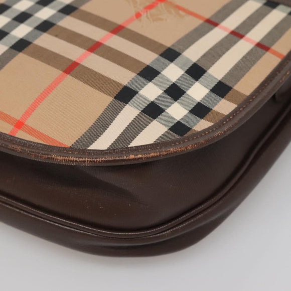 Burberrys Nova Check Shoulder Bag Canvas Beige Gold Auth BA5409