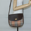 Burberrys Nova Check Shoulder Bag Canvas Beige Gold Auth BA5409-23