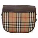 Burberrys Nova Check Shoulder Bag Canvas Beige Gold Auth BA5409-2