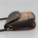 Burberrys Nova Check Shoulder Bag Canvas Beige Gold Auth BA5409-3