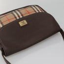 Burberrys Nova Check Shoulder Bag Canvas Beige Gold Auth BA5409-6