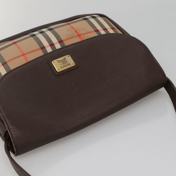 Burberrys Nova Check Shoulder Bag Canvas Beige Gold Auth BA5409