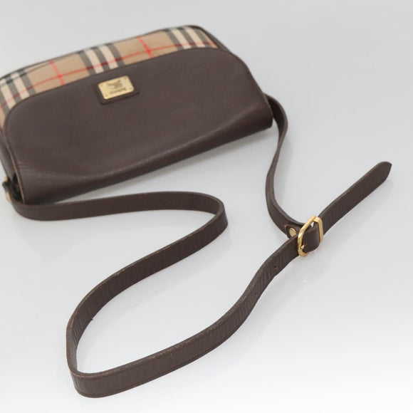 Burberrys Nova Check Shoulder Bag Canvas Beige Gold Auth BA5409