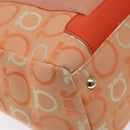Salvatore Ferragamo Gancini Tote Bag Canvas Orange Gold Auth BA5410-11