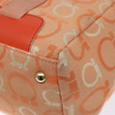 Salvatore Ferragamo Gancini Tote Bag Canvas Orange Gold Auth BA5410-12