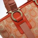 Salvatore Ferragamo Gancini Tote Bag Canvas Orange Gold Auth BA5410-14