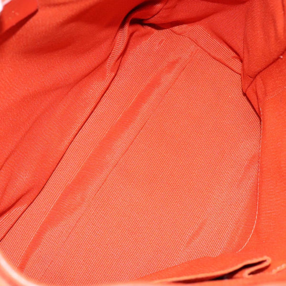 Salvatore Ferragamo Gancini Tote Bag Canvas Orange Gold Auth BA5410