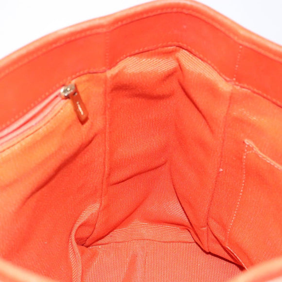 Salvatore Ferragamo Gancini Shopper Canvas Oranje Goud Auth BA5410