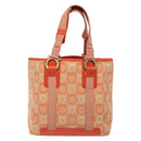 Salvatore Ferragamo Gancini Tote Bag Canvas Orange Gold Auth BA5410-3