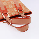 Salvatore Ferragamo Gancini Tote Bag Canvas Orange Gold Auth BA5410-7