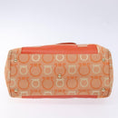 Salvatore Ferragamo Gancini Tote Bag Canvas Orange Gold Auth BA5410-9