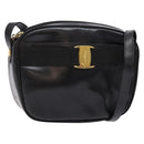 Salvatore Ferragamo Vala Shoulder Bag Leather Black Gold Auth BA5416-1
