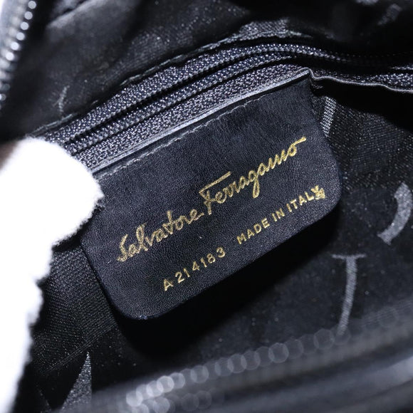 Salvatore Ferragamo Vala Shoulder Bag Leather Black Gold Auth BA5416