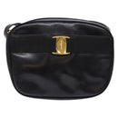Salvatore Ferragamo Vala Shoulder Bag Leather Black Gold Auth BA5416-2
