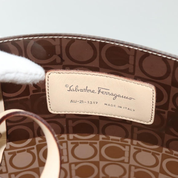 Salvatore Ferragamo Tote Bag Vinyl Brown Auth BA5417