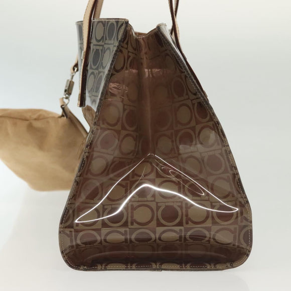 Salvatore Ferragamo Tote Bag Vinyl Brown Auth BA5417