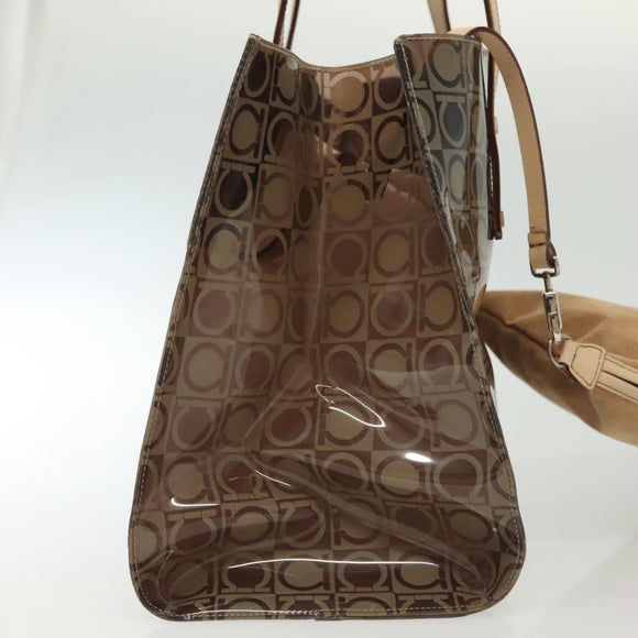 Salvatore Ferragamo Tote Bag Vinyl Brown Auth BA5417