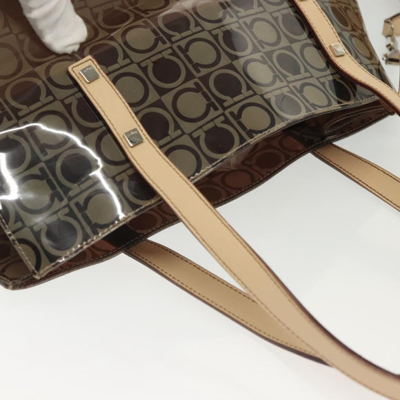 Salvatore Ferragamo Tote Bag Vinyl Brown Auth BA5417