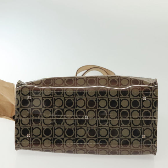 Salvatore Ferragamo Tote Bag Vinyl Brown Auth BA5417