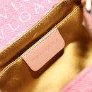 BVLGARI Logo Mania Be Zero One Hand Bag Canvas Red Gold Auth BA5419-17