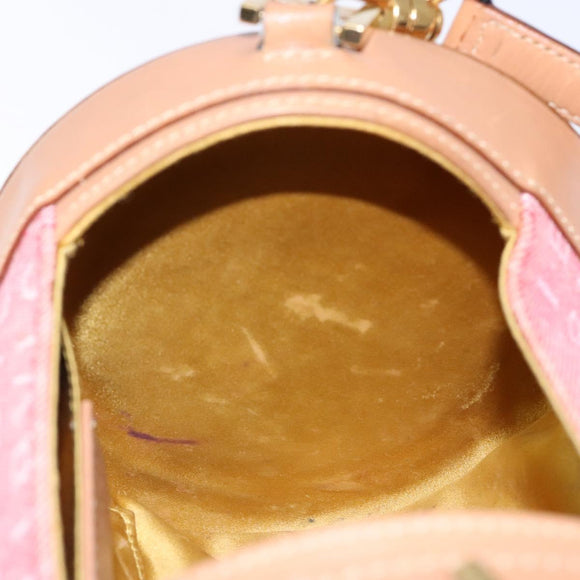 BVLGARI Logo Mania Be Zero One Hand Bag Canvas Red Gold Auth BA5419