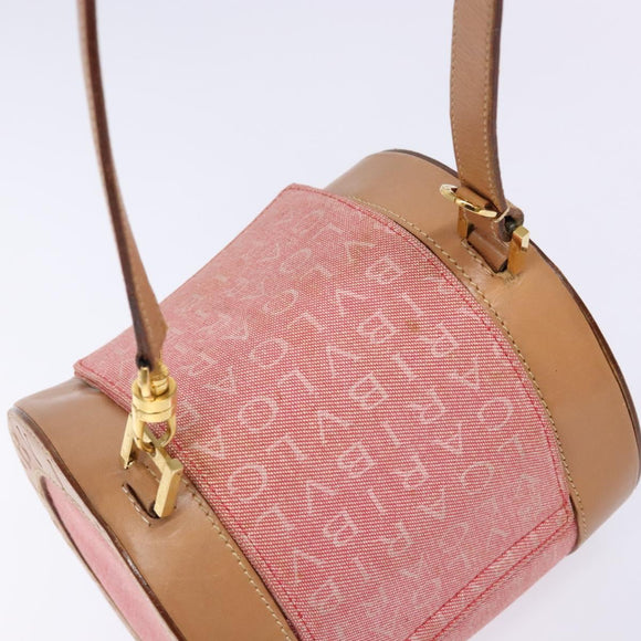 BVLGARI Logo Mania Be Zero One Hand Bag Canvas Red Gold Auth BA5419